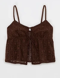 Show Off High Tide Lace Tie Front Tank Top