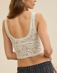 Show Off Paisley Lace Padded Plunge Tank Top