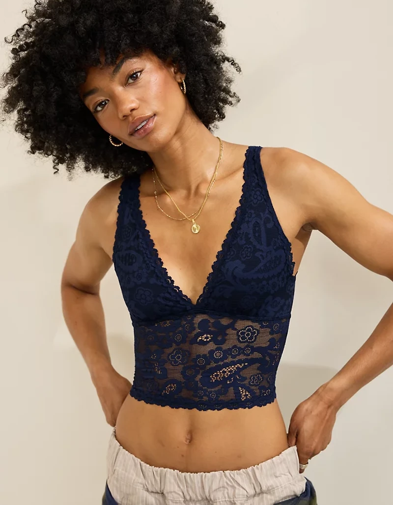 Show Off Paisley Lace Padded Plunge Tank Top