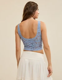 Show Off Paisley Lace Padded Plunge Tank Top