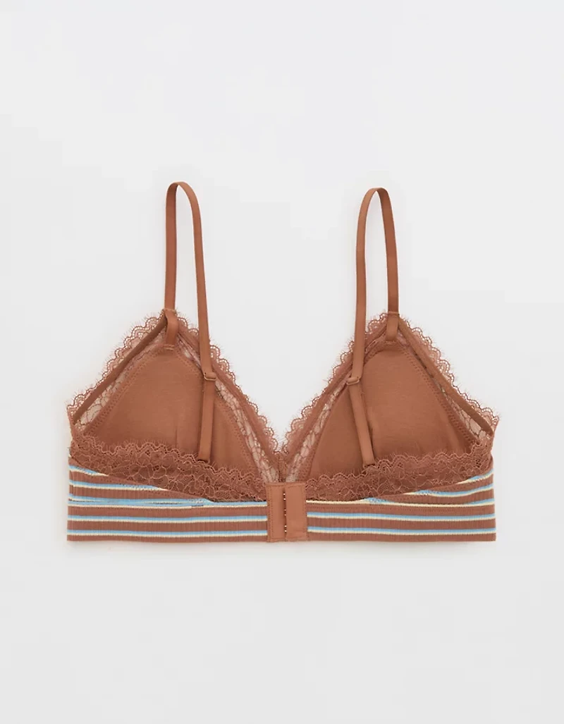 Superchill Cotton Rib Lace Trim Triangle Bralette