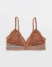 Superchill Cotton Rib Lace Trim Triangle Bralette