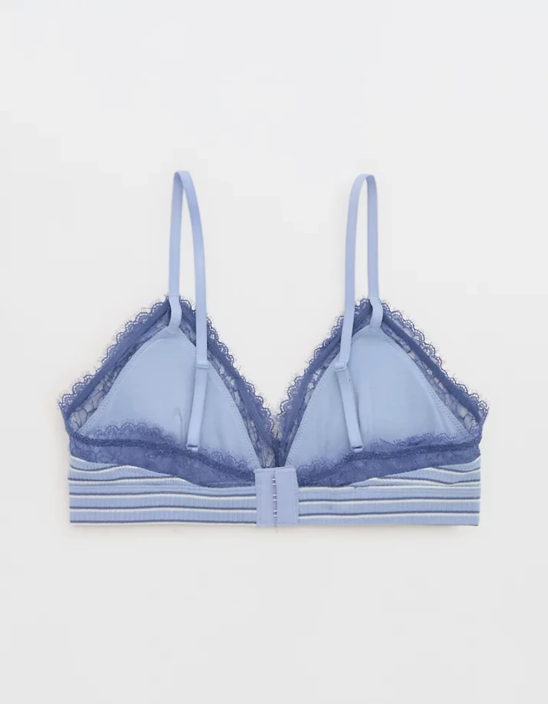 Superchill Cotton Rib Lace Trim Triangle Bralette