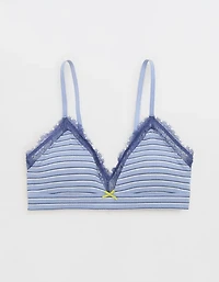 Superchill Cotton Rib Lace Trim Triangle Bralette