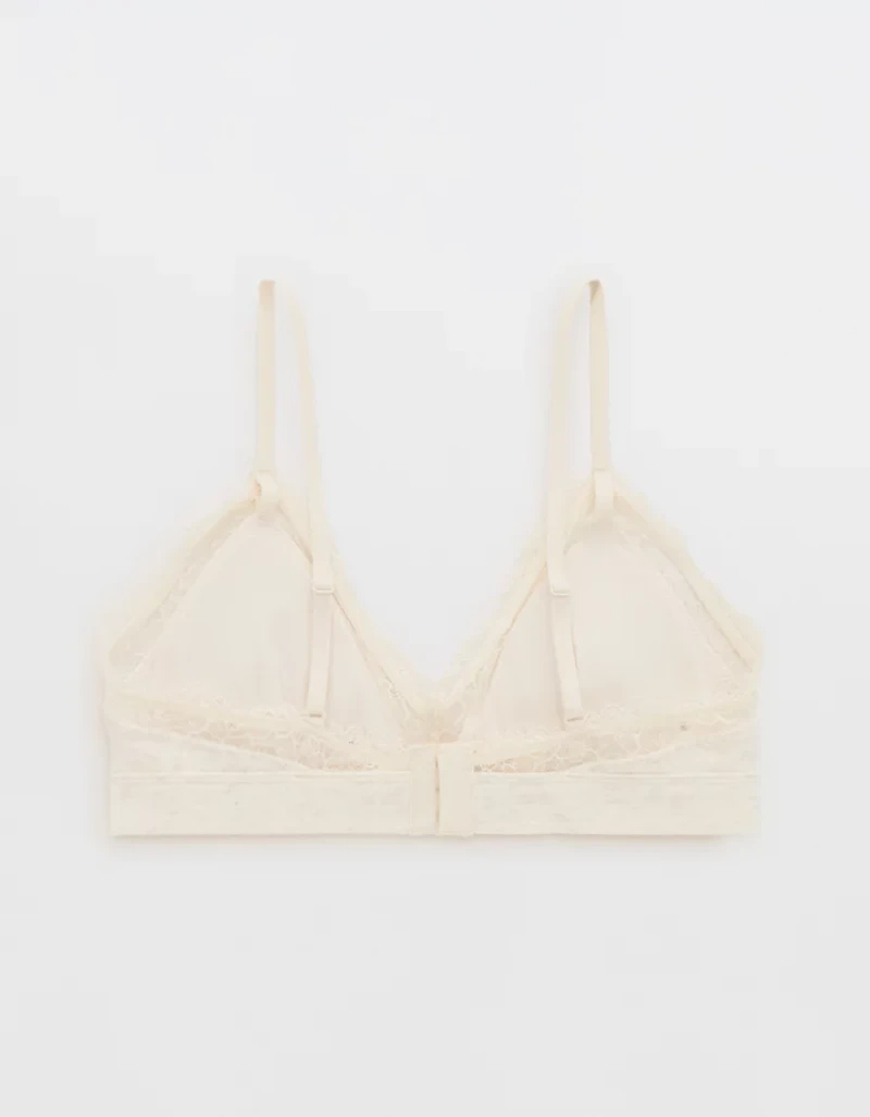 Superchill Cotton Rib Lace Trim Triangle Bralette