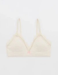 Superchill Cotton Rib Lace Trim Triangle Bralette