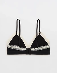 Superchill Cotton Rib Lace Trim Triangle Bralette