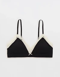 Superchill Cotton Rib Lace Trim Triangle Bralette