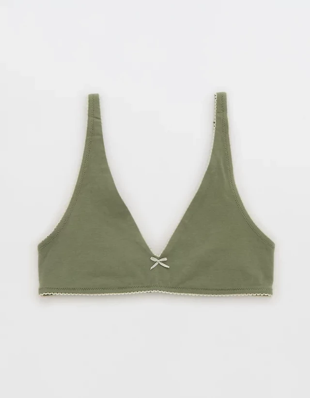 OVERSLEPT by Aerie Cotton Plunge Bralette