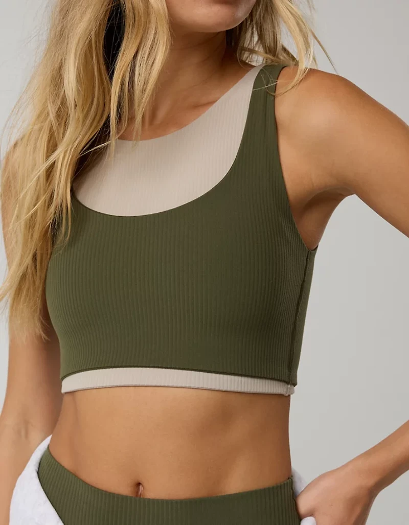 OFFLINE By Aerie Real Me XTRA Rib Switch Up High Neck Sports Bra
