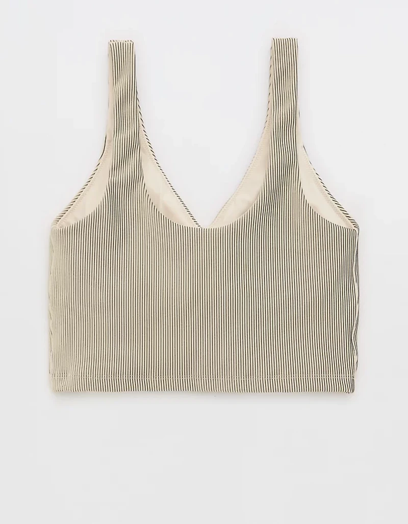OFFLINE By Aerie Stripe Rib Ruched Low Key Sports Bra