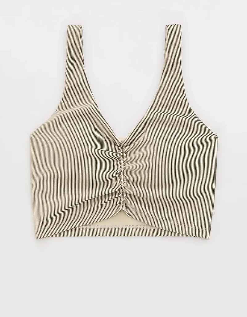 OFFLINE By Aerie Stripe Rib Ruched Low Key Sports Bra