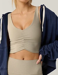 OFFLINE By Aerie Stripe Rib Ruched Low Key Sports Bra
