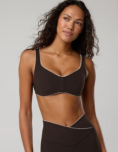 OFFLINE By Aerie Real Me XTRA Rib Picot Sports Bra