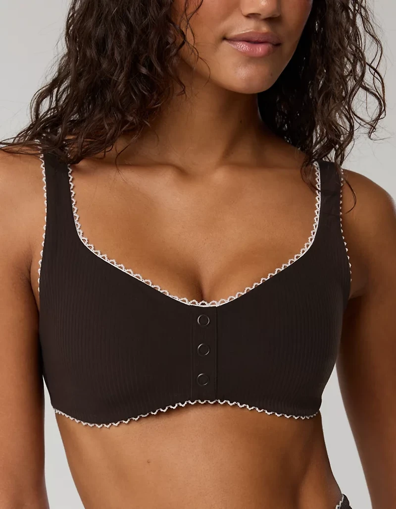 OFFLINE By Aerie Real Me XTRA Rib Picot Sports Bra