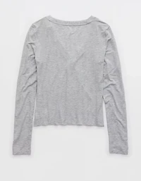 Aerie Superchill® Modal Rib Long Sleeve Henley T-Shirt