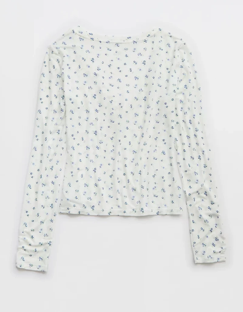 Aerie Superchill® Modal Rib Long Sleeve Henley T-Shirt