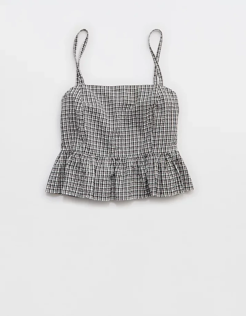 Aerie Seersucker Peplum Tank Top