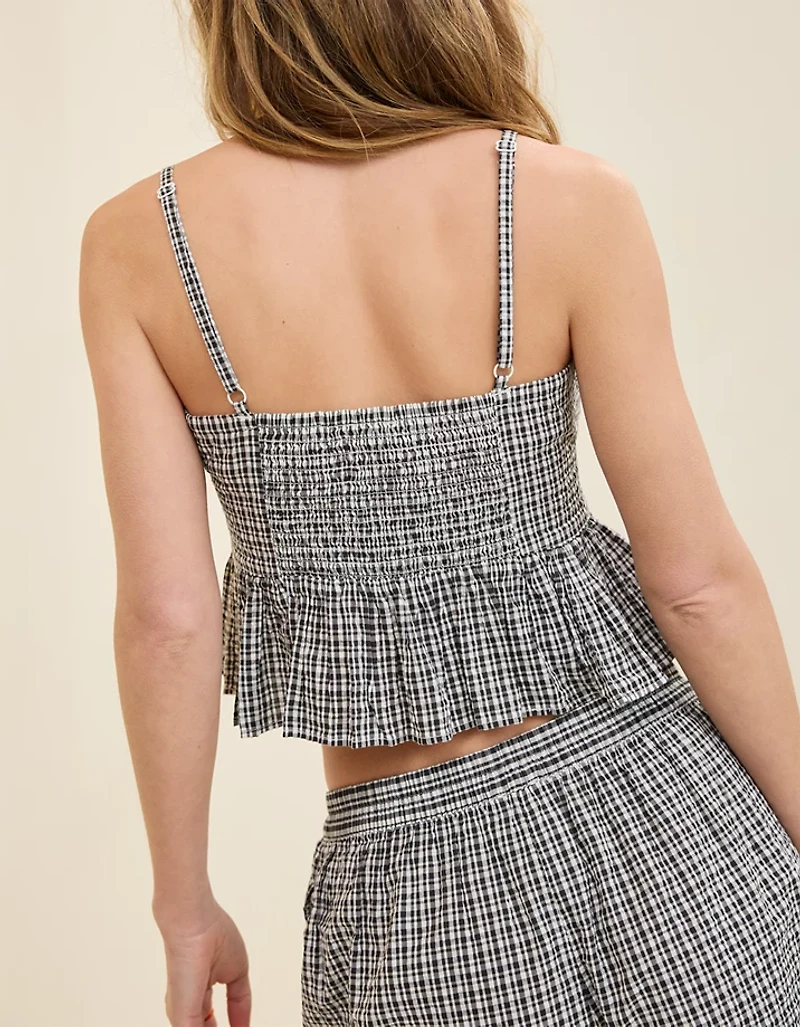 Aerie Seersucker Peplum Tank Top