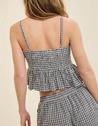 Aerie Seersucker Peplum Tank Top