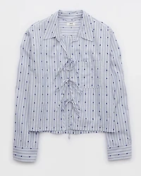 Aerie Off-Duty Poplin Tie Front Pajama Shirt