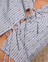 Aerie Off-Duty Poplin Tie Front Pajama Shirt