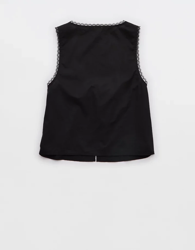Aerie Off-Duty Poplin Tie Front Tank Top