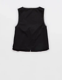 Aerie Off-Duty Poplin Tie Front Tank Top