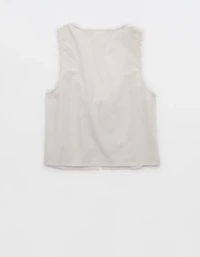 Aerie Off-Duty Poplin Tie Front Tank Top