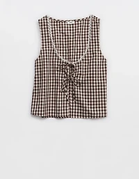 Aerie Off-Duty Poplin Tie Front Tank Top