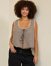 Aerie Off-Duty Poplin Tie Front Tank Top