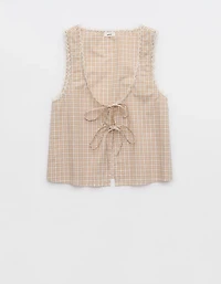 Aerie Off-Duty Poplin Tie Front Tank Top