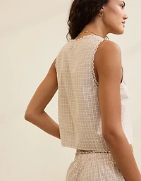 Aerie Off-Duty Poplin Tie Front Tank Top