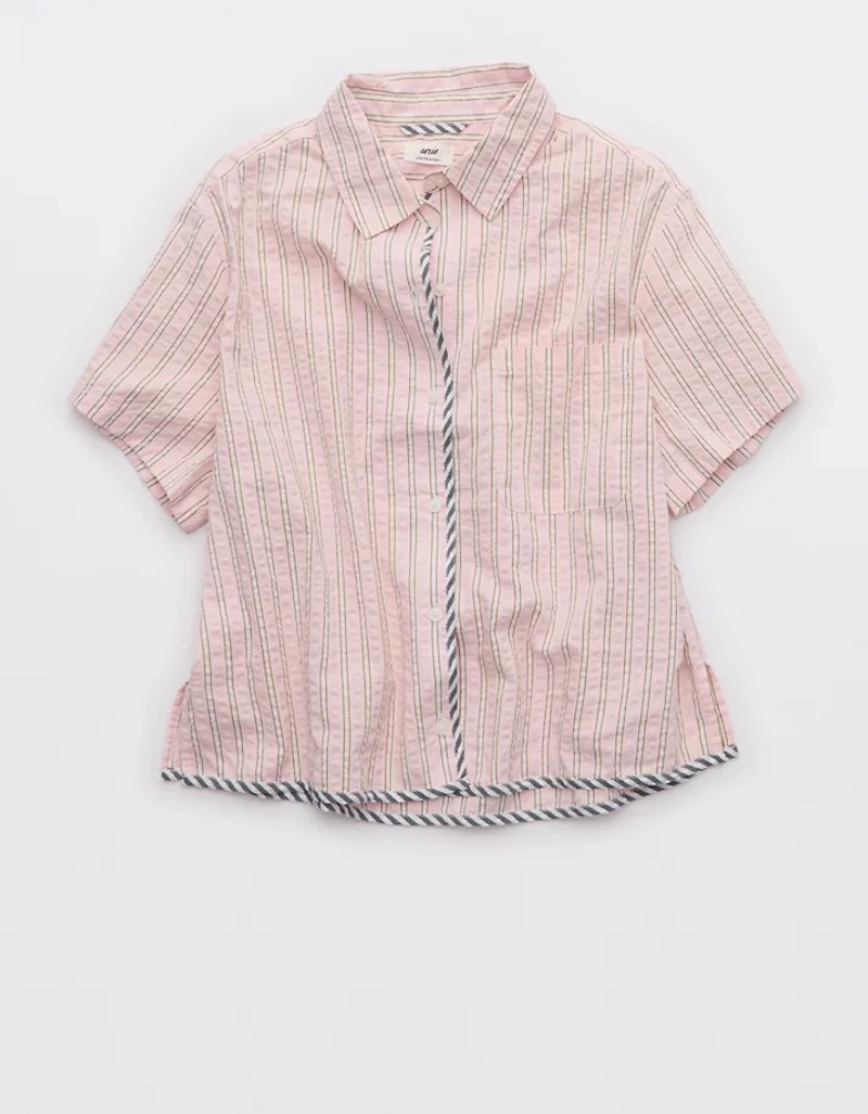 Aerie Seersucker Short Sleeve Top