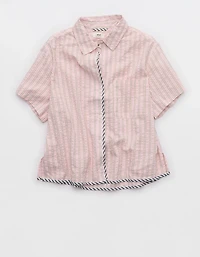 Aerie Seersucker Short Sleeve Top