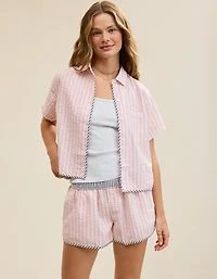 Aerie Seersucker Short Sleeve Top