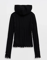Aerie Pointelle Long Sleeve Hoodie