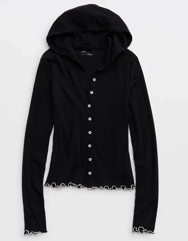 Aerie Pointelle Long Sleeve Hoodie