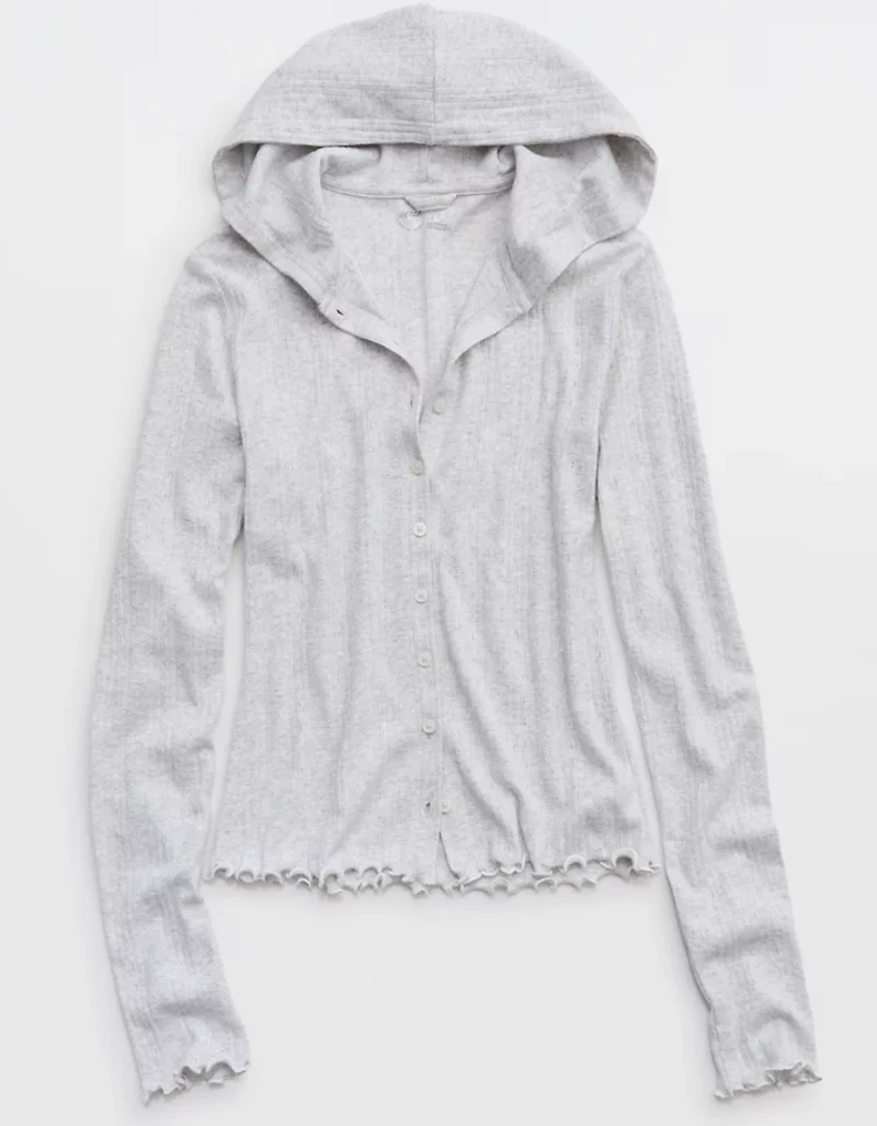 Aerie Pointelle Long Sleeve Hoodie