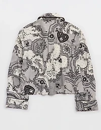 Aerie Satin Cropped Long Sleeve Top