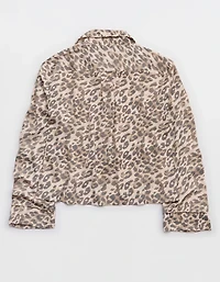 Aerie Satin Cropped Long Sleeve Top