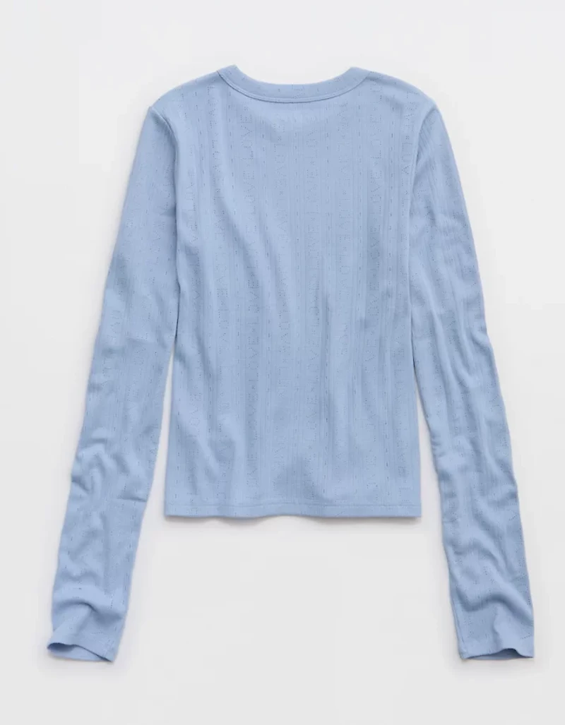 Aerie Pointelle Long Sleeve Top
