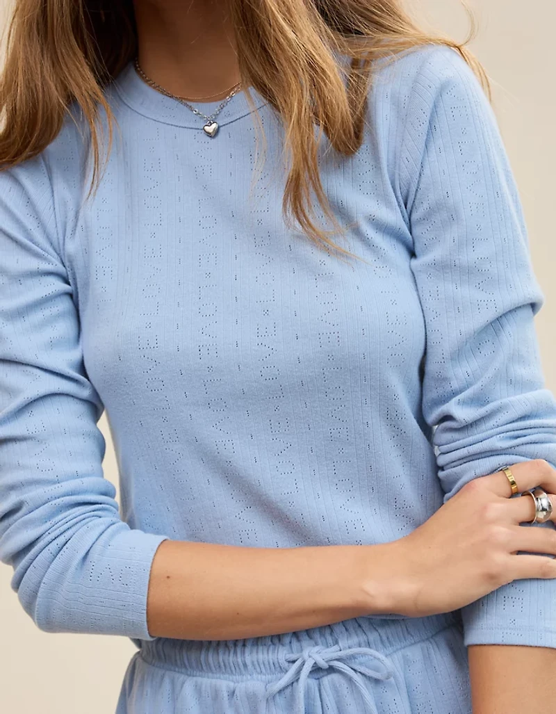 Aerie Pointelle Long Sleeve Top