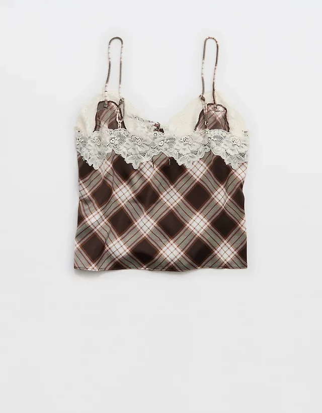 OVERSLEPT by Aerie Liquid Satin Keyhole Tank Top