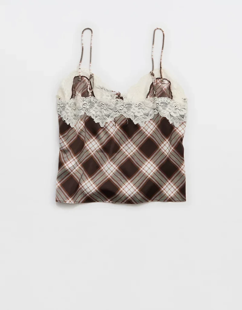OVERSLEPT by Aerie Liquid Satin Keyhole Tank Top