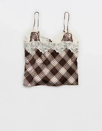 OVERSLEPT by Aerie Liquid Satin Keyhole Tank Top