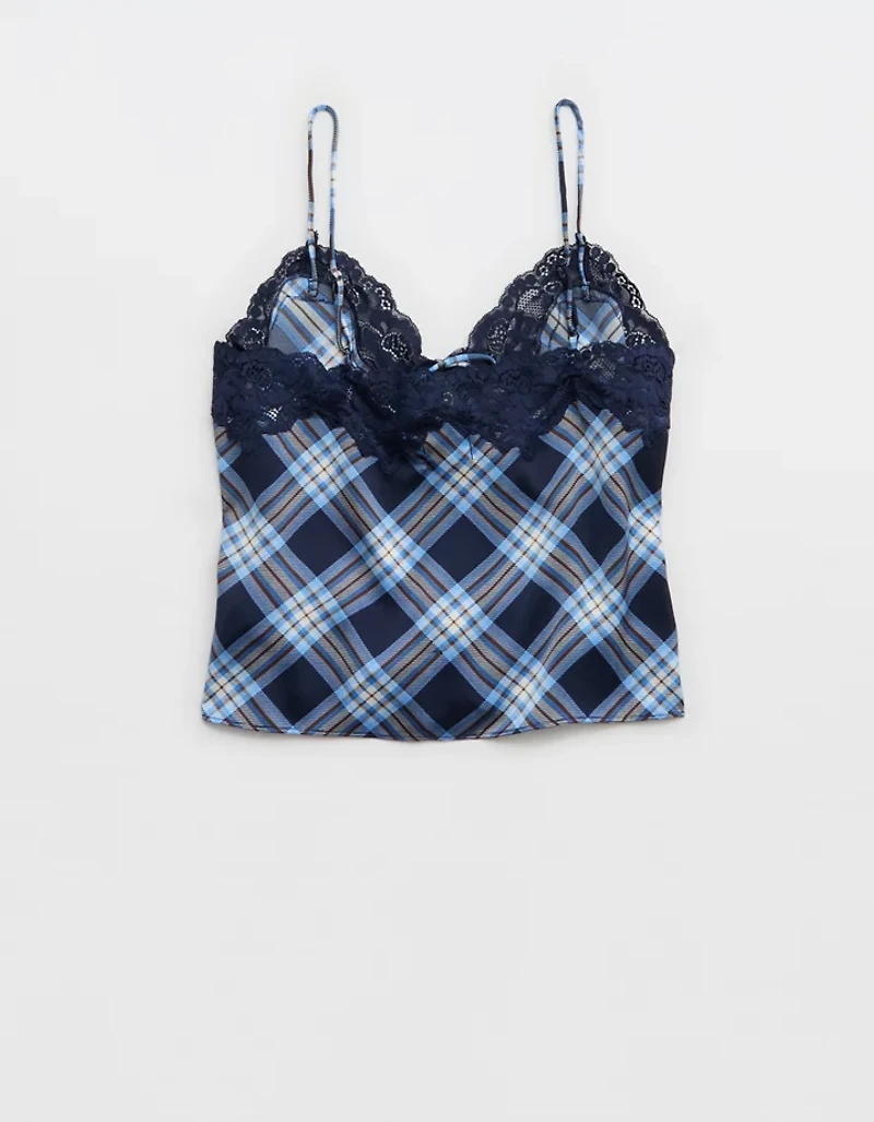 OVERSLEPT by Aerie Liquid Satin Keyhole Tank Top