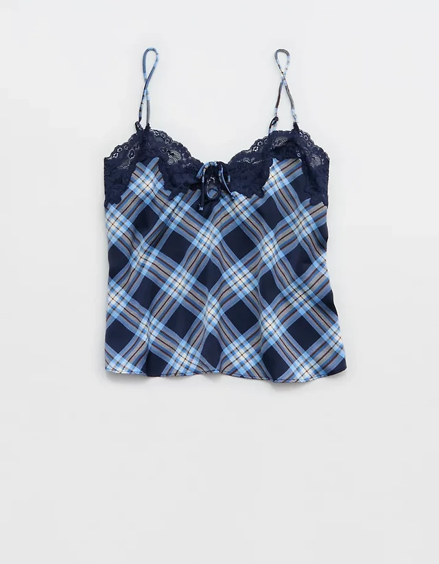 OVERSLEPT by Aerie Liquid Satin Keyhole Tank Top