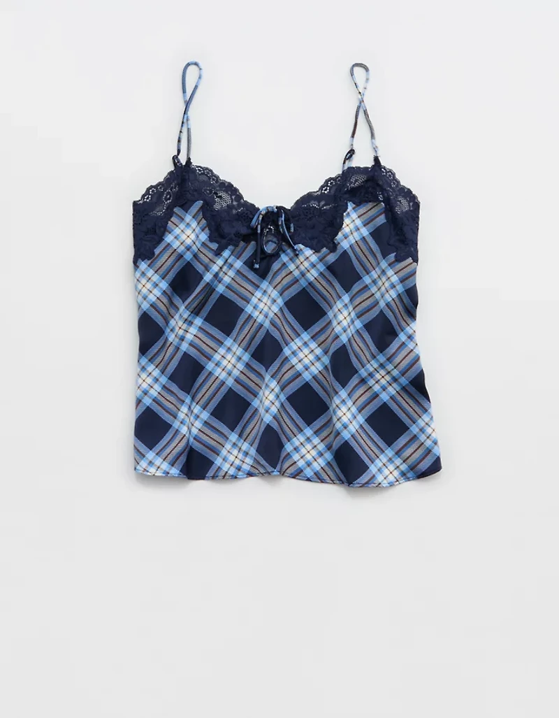 OVERSLEPT by Aerie Liquid Satin Keyhole Tank Top