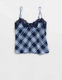 OVERSLEPT by Aerie Liquid Satin Keyhole Tank Top